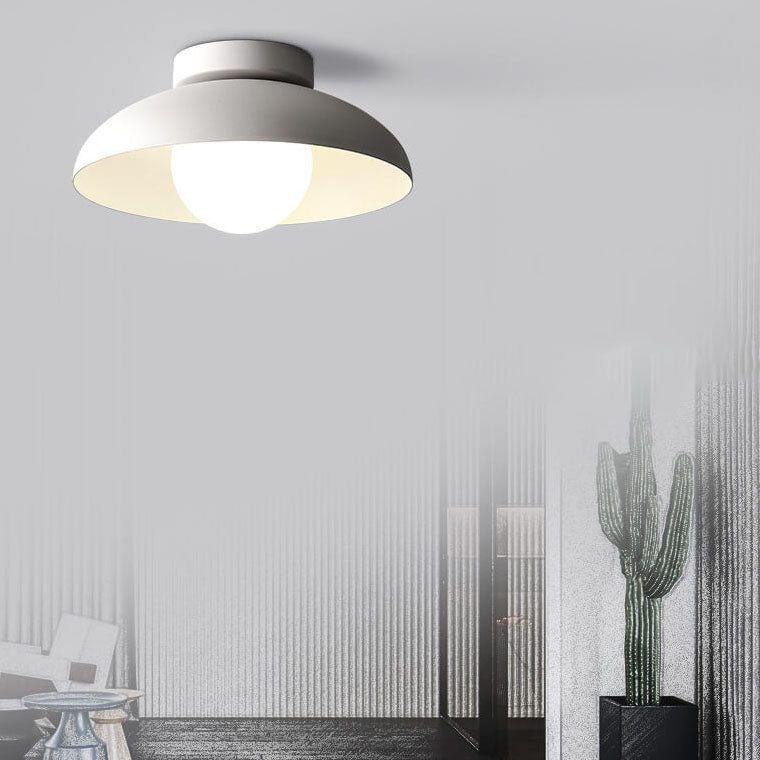 Contemporary Nordic Wabi-sabi Iron Glass 1-Light Semi-Flush Mount Light