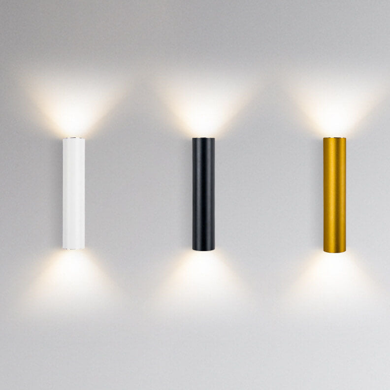 Modern Minimalist Round Aluminum Cylindrical 2-Light Wall Sconce Lamp