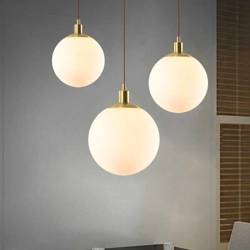 Contemporary Nordic Minimalist White Orb 1-Light Pendant Light