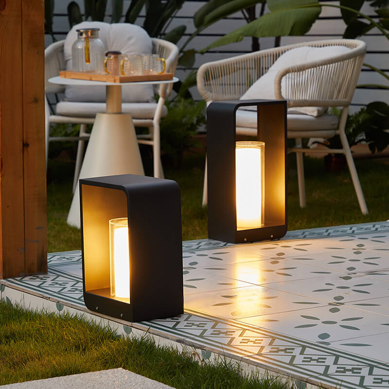 Modern Minimalist Square Frame Stainless Steel Acrylic LED Waterproof Lawn Landscape Light
