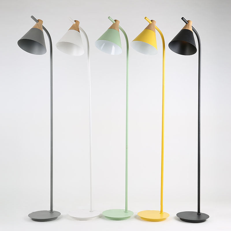 Contemporary Nordic Round Macaron Metal 1-Light Standing Floor Lamp