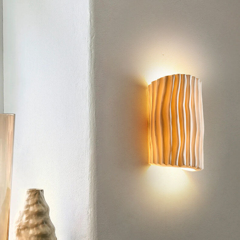 Contemporary Nordic Resin Striped Half Cylinder 2-Light Wall Sconce Lamp