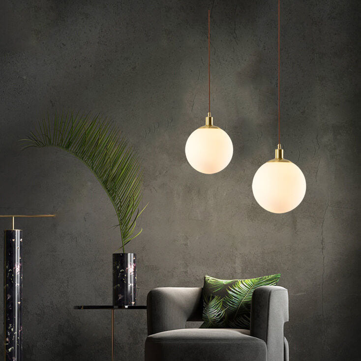 Contemporary Nordic Minimalist White Orb 1-Light Pendant Light