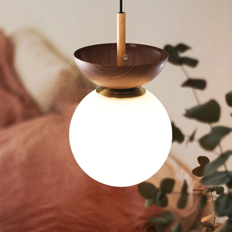 Modern Minimalist Glass Iron Orb 1-Light Semi-Flush Mount Light Pendant Light