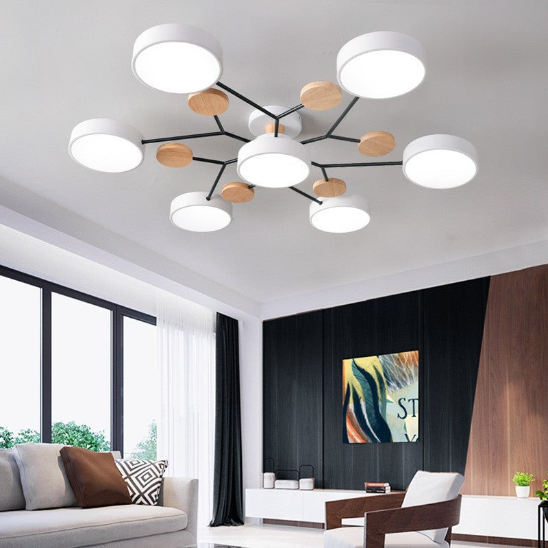 Contemporary Scandinavian Round Molecule Branch Design LED Semi Flush Mount Ceiling Light