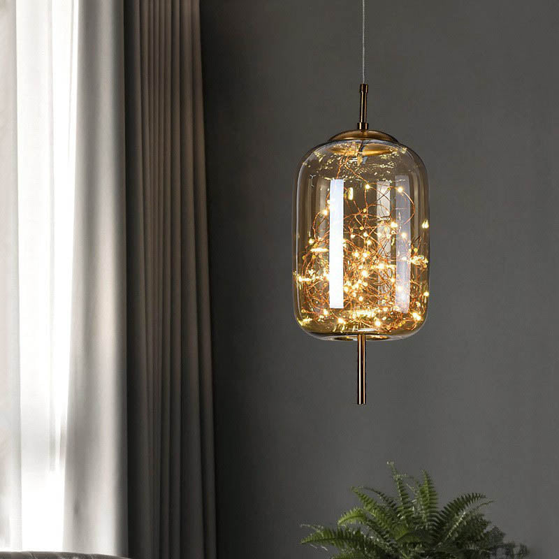 Contemporary Scandinavian Cylinder Oval Glass 1-Light Pendant Light