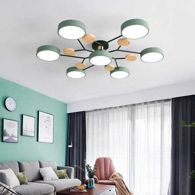Contemporary Scandinavian Round Molecule Branch Design LED Semi Flush Mount Ceiling Light