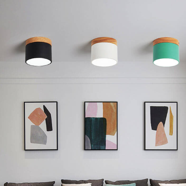 Scandinavian Macaroon Solid Color Log LED Flush Mount Flushmount Ceiling Light