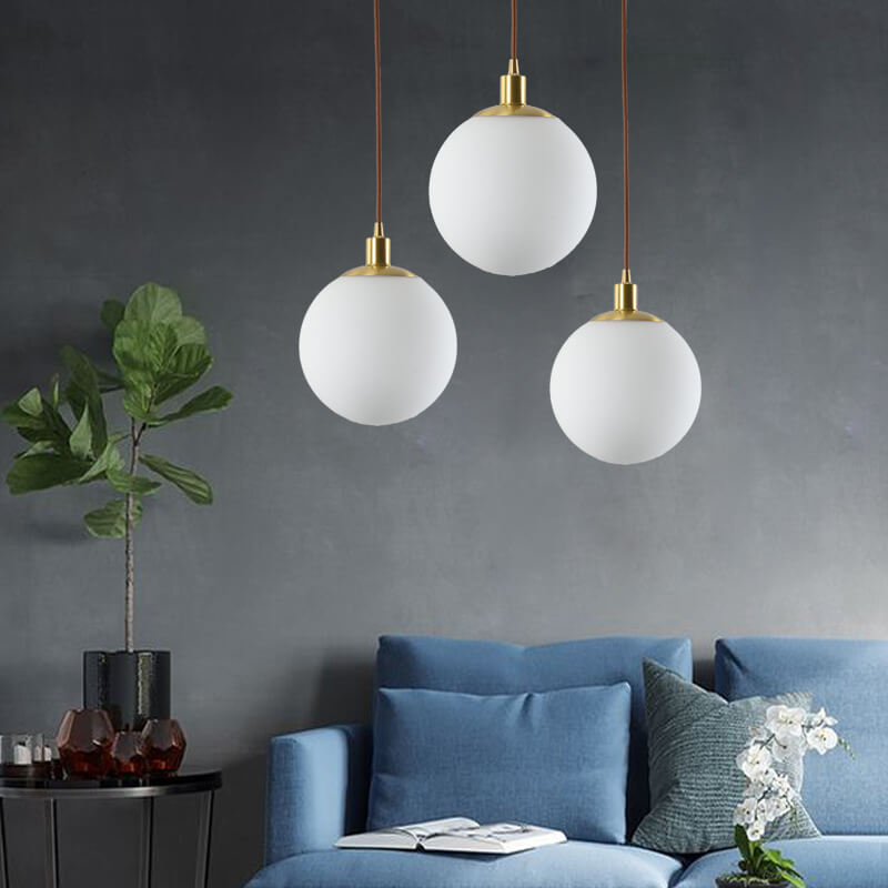 Contemporary Nordic Minimalist White Orb 1-Light Pendant Light