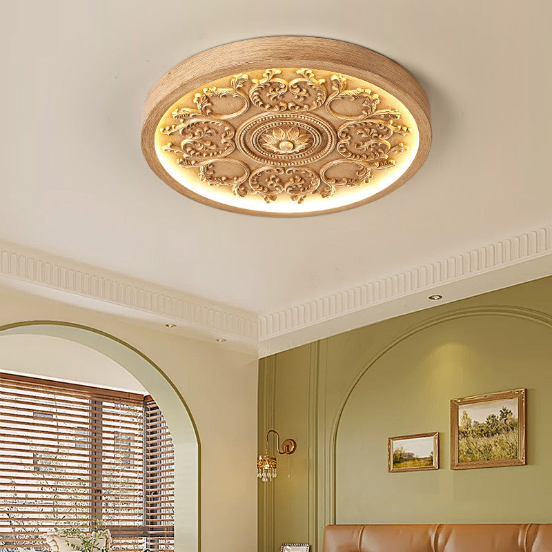 Modern Minimalist Carved Iron Resin Acrylic LED Flush Mount Ceiling Light