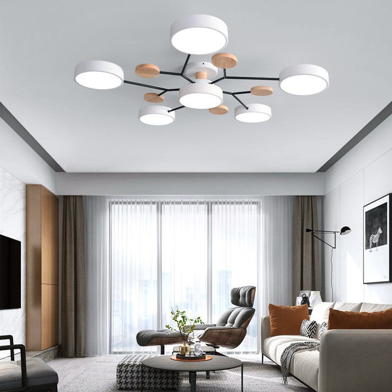 Contemporary Scandinavian Round Molecule Branch Design LED Semi Flush Mount Ceiling Light