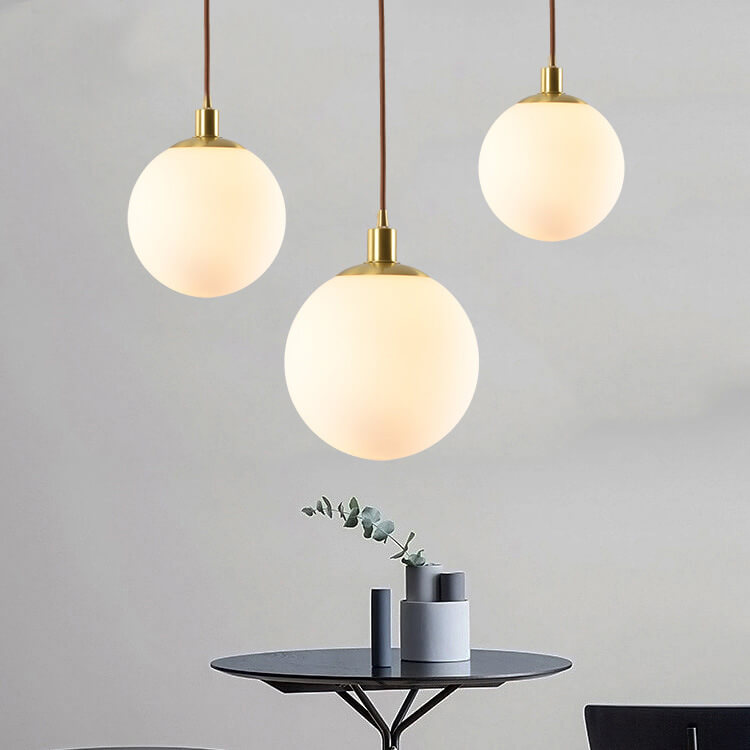 Contemporary Nordic Minimalist White Orb 1-Light Pendant Light
