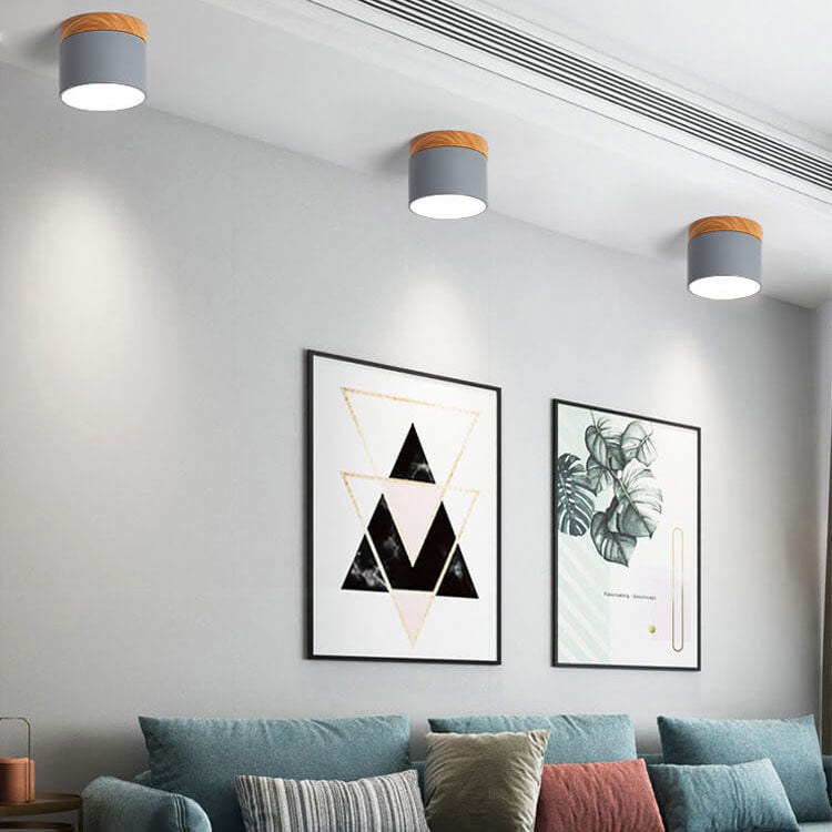 Scandinavian Macaroon Solid Color Log LED Flush Mount Flushmount Ceiling Light