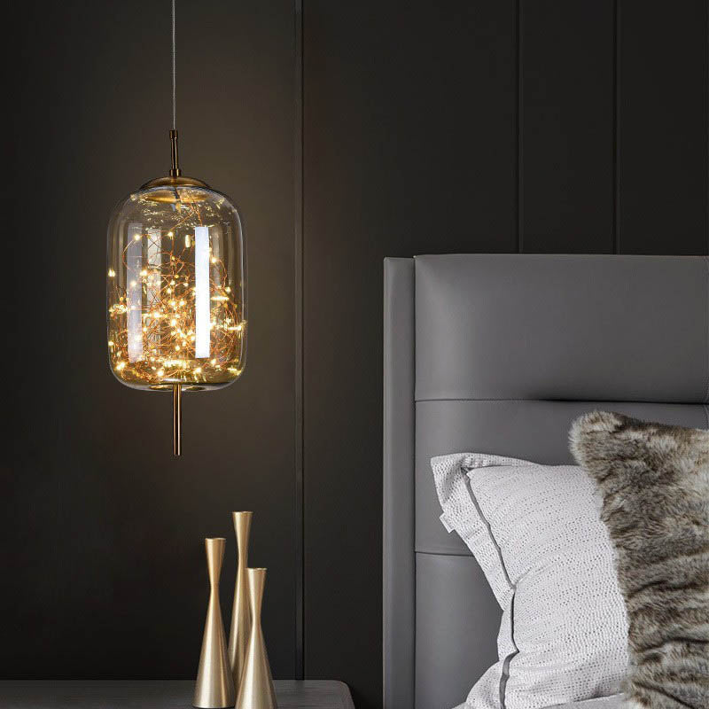 Contemporary Scandinavian Cylinder Oval Glass 1-Light Pendant Light