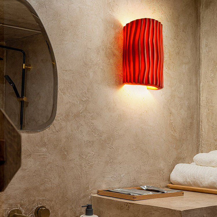 Contemporary Nordic Resin Striped Half Cylinder 2-Light Wall Sconce Lamp