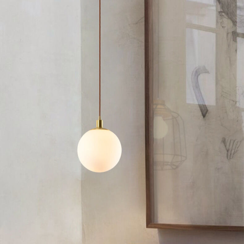 Contemporary Nordic Minimalist White Orb 1-Light Pendant Light