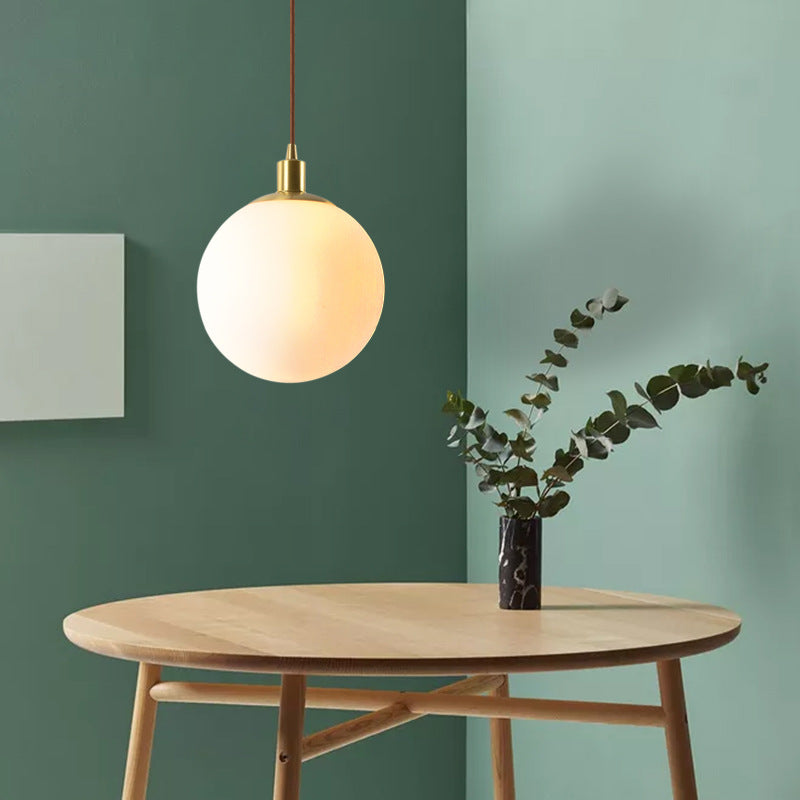 Contemporary Nordic Minimalist White Orb 1-Light Pendant Light