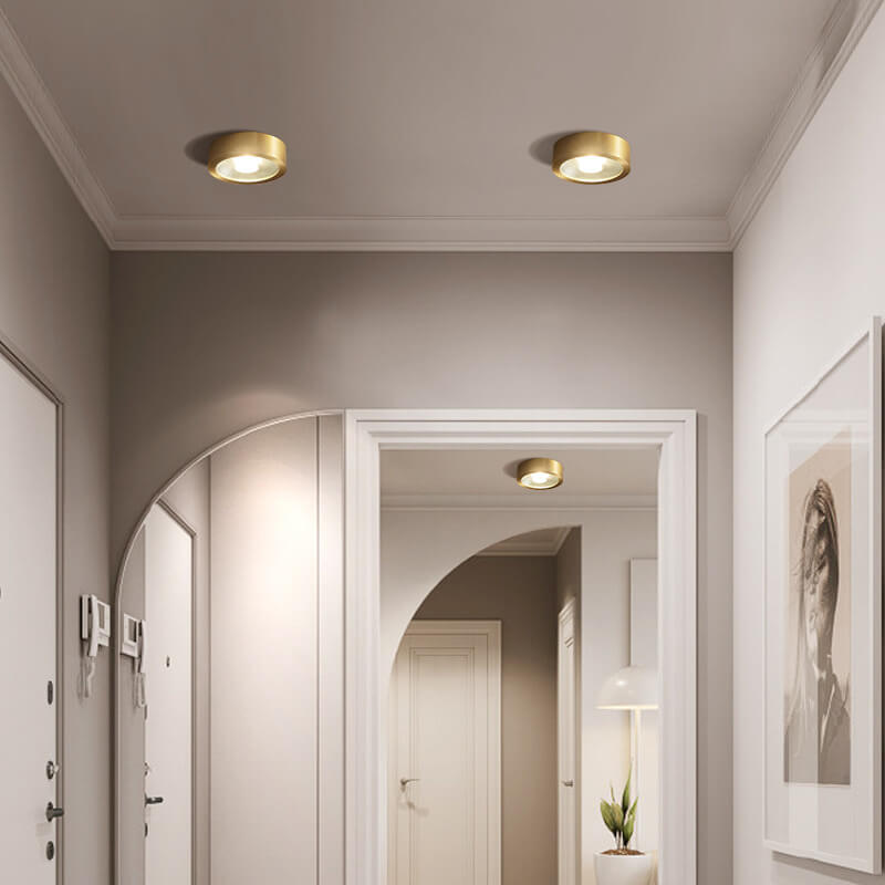 Modern Luxury Round Copper Ultra-thin LED Flush Mount Light