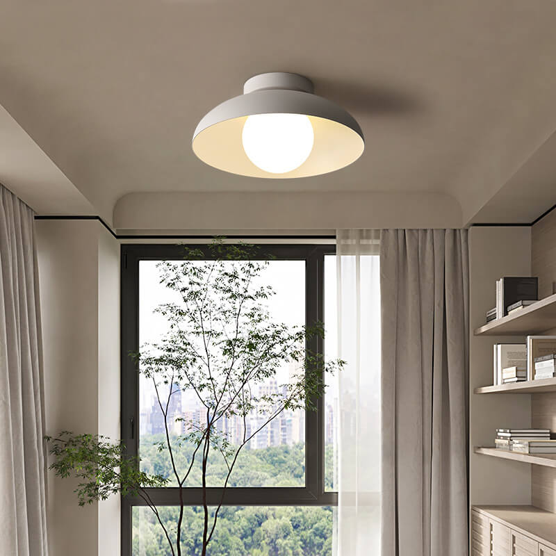 Contemporary Nordic Wabi-sabi Iron Glass 1-Light Semi-Flush Mount Light