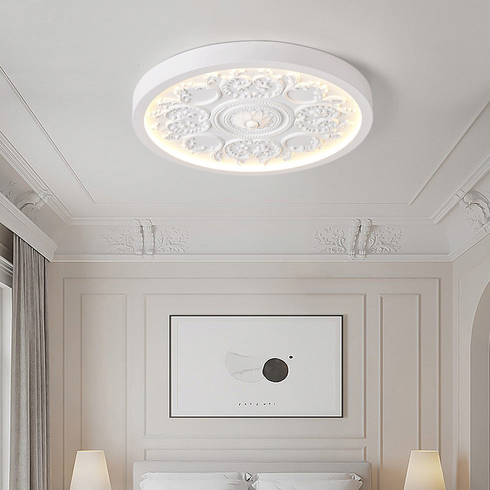 Modern Minimalist Carved Iron Resin Acrylic LED Flush Mount Ceiling Light