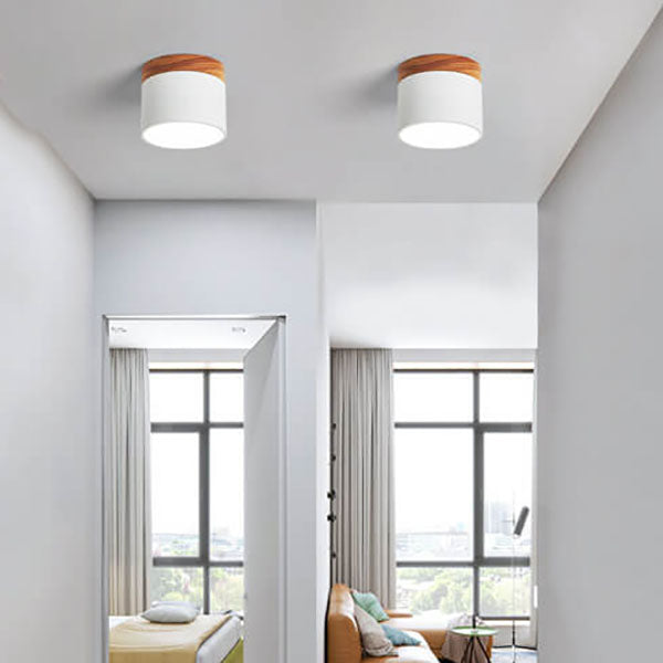 Scandinavian Macaroon Solid Color Log LED Flush Mount Flushmount Ceiling Light