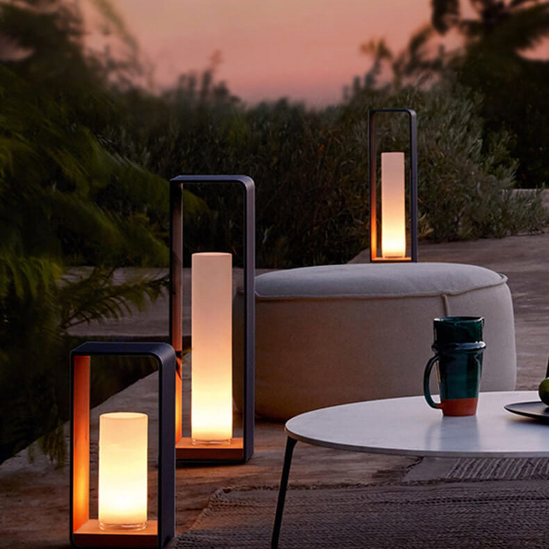 Modern Minimalist Square Frame Stainless Steel Acrylic LED Waterproof Lawn Landscape Light