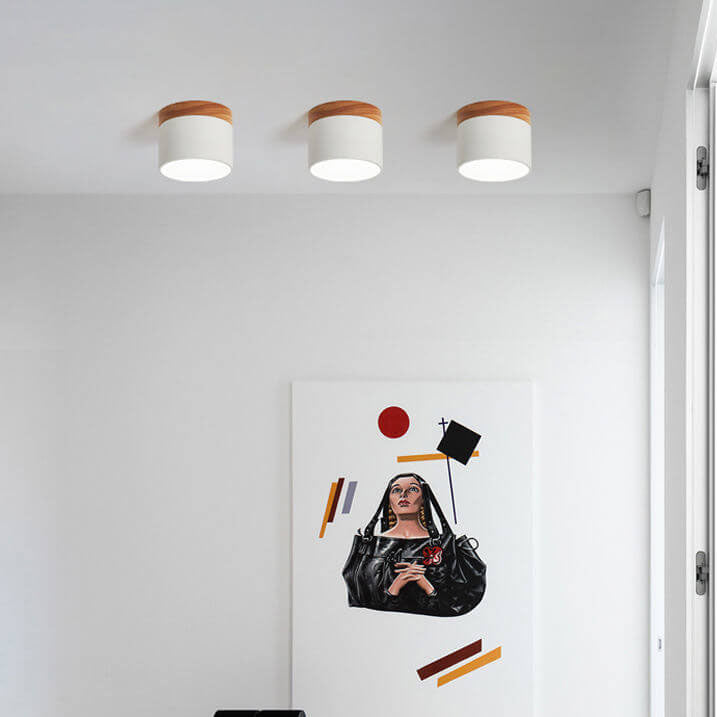 Scandinavian Macaroon Solid Color Log LED Flush Mount Flushmount Ceiling Light