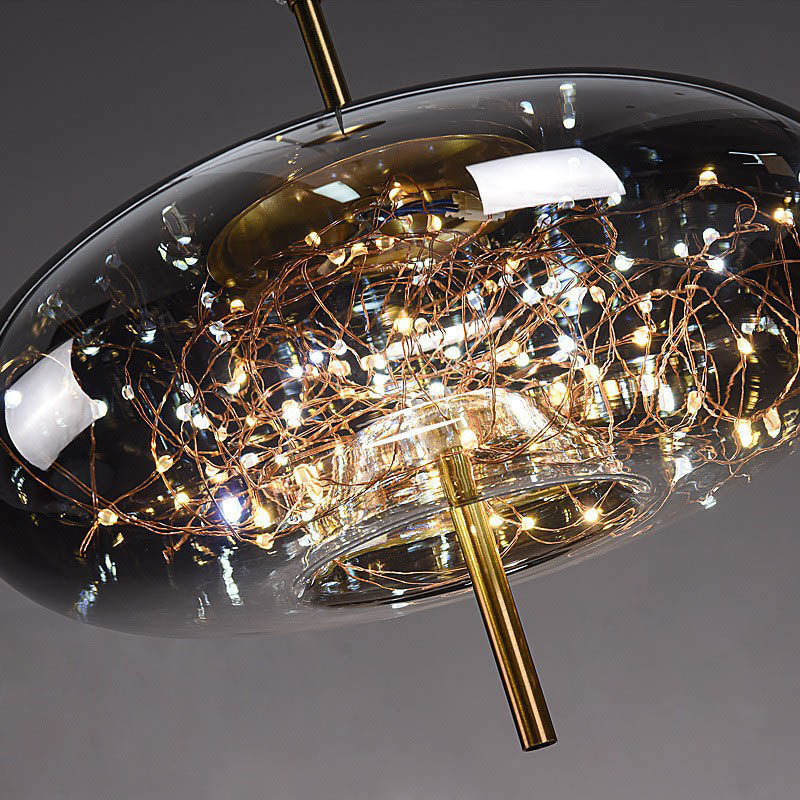 Contemporary Scandinavian Cylinder Oval Glass 1-Light Pendant Light
