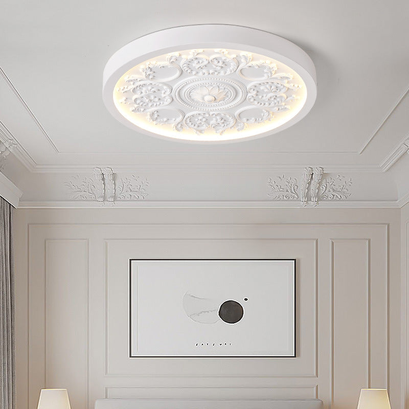 Modern Minimalist Carved Iron Resin Acrylic LED Flush Mount Ceiling Light