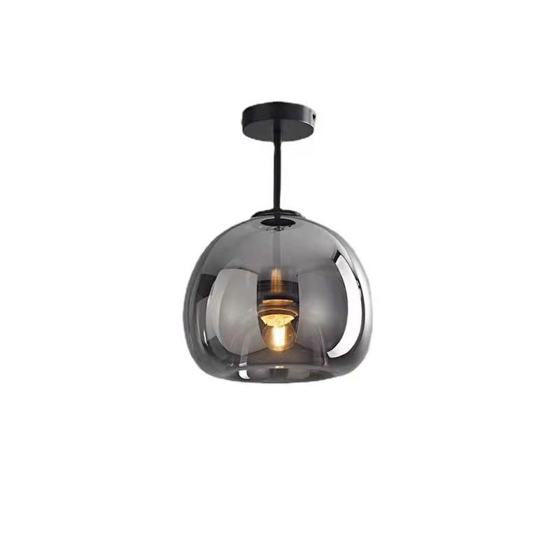 Contemporary Nordic Round Glass Iron Ball 1-Light Semi Flush Mount Ceiling Light