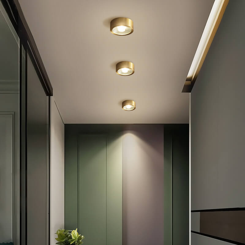 Modern Luxury Round Copper Ultra-thin LED Flush Mount Light