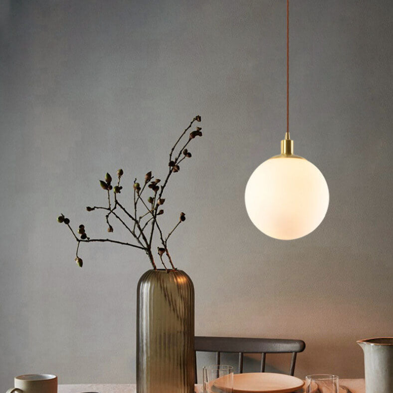 Contemporary Nordic Minimalist White Orb 1-Light Pendant Light