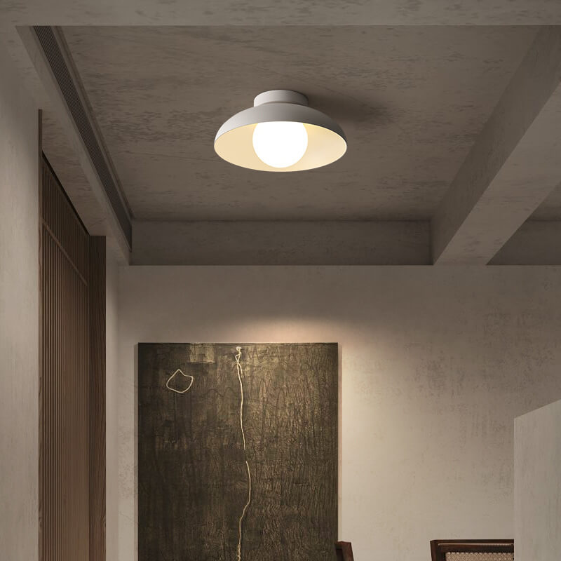 Contemporary Nordic Wabi-sabi Iron Glass 1-Light Semi-Flush Mount Light