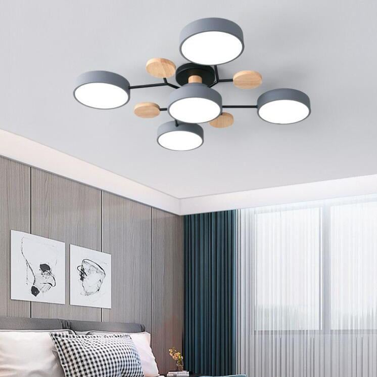 Contemporary Scandinavian Round Molecule Branch Design LED Semi Flush Mount Ceiling Light