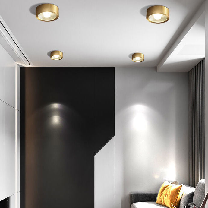 Modern Luxury Round Copper Ultra-thin LED Flush Mount Light