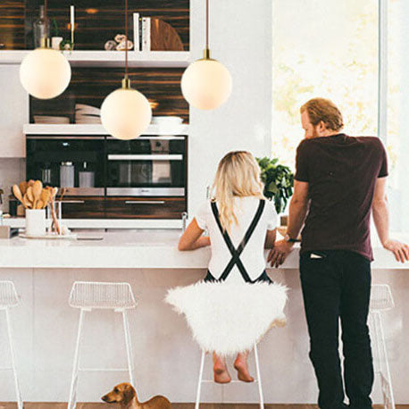 Contemporary Nordic Minimalist White Orb 1-Light Pendant Light