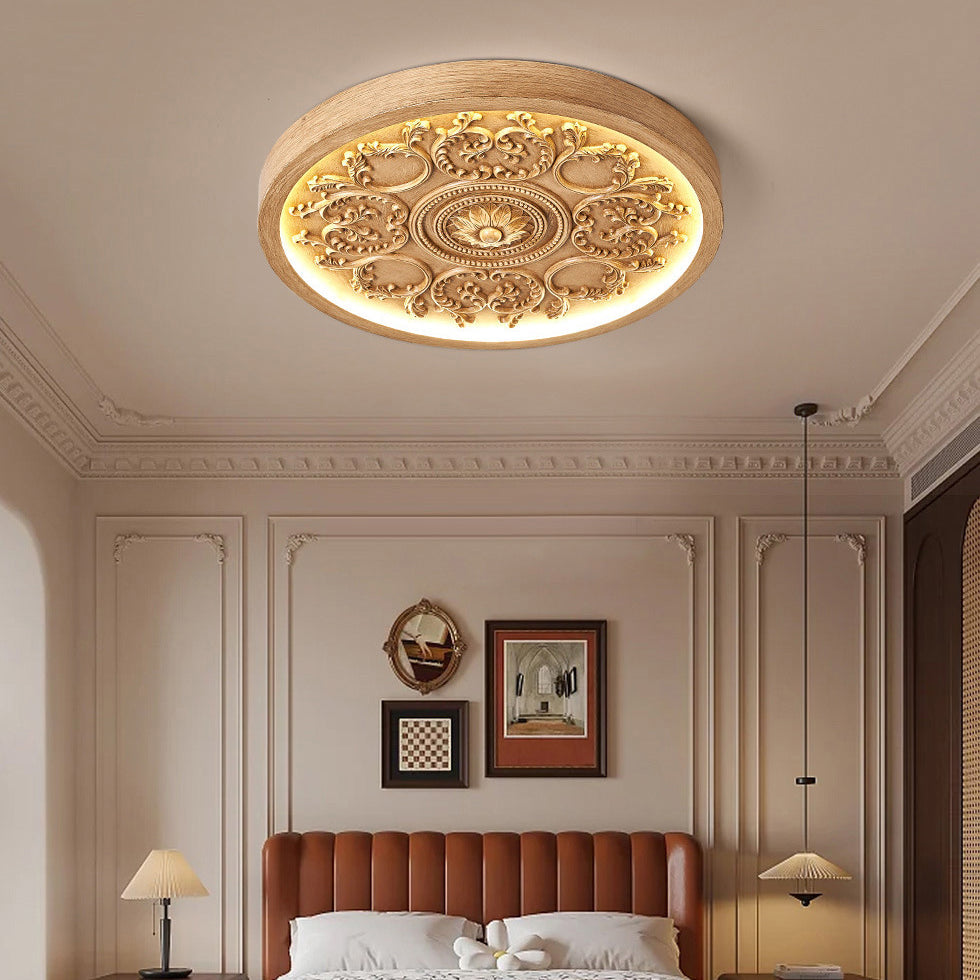 Modern Minimalist Carved Iron Resin Acrylic LED Flush Mount Ceiling Light