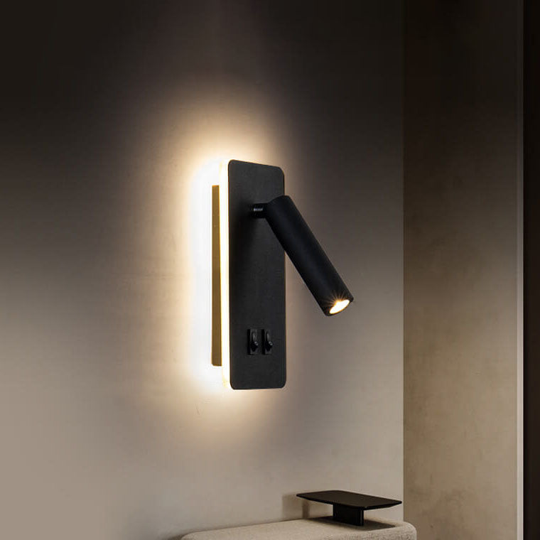 Contemporary Nordic Iron Square Spotlight Rotatable LED Reading Wall Sconce Lamp