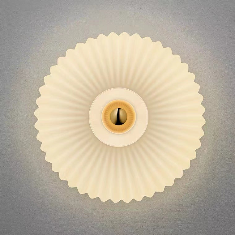 Contemporary Nordic Iron Striped Glass Round Disc 1-Light Wall Sconce Lamp