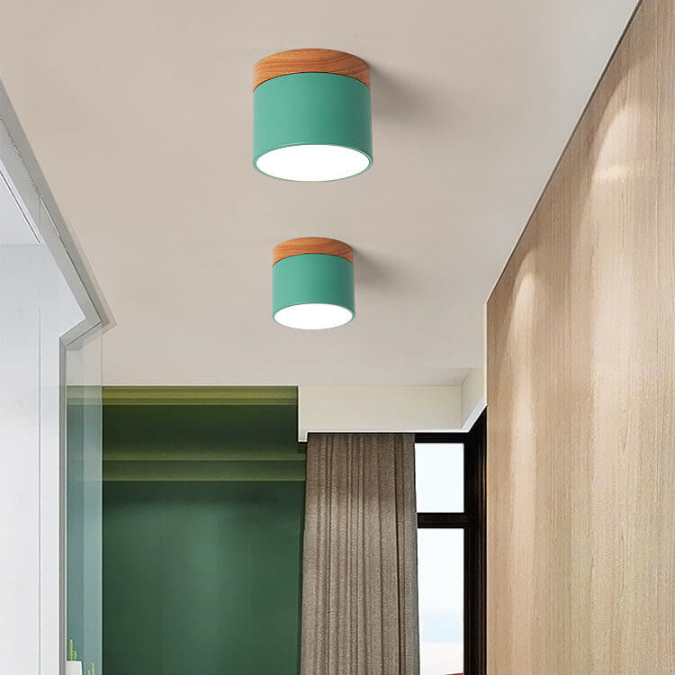 Scandinavian Macaroon Solid Color Log LED Flush Mount Flushmount Ceiling Light
