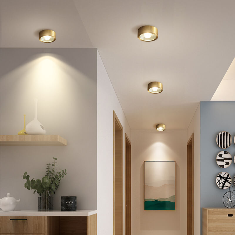 Modern Luxury Round Copper Ultra-thin LED Flush Mount Light
