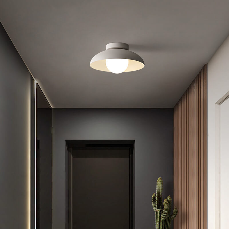 Contemporary Nordic Wabi-sabi Iron Glass 1-Light Semi-Flush Mount Light