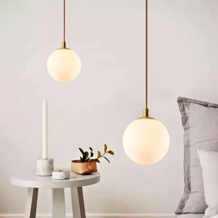 Contemporary Nordic Minimalist White Orb 1-Light Pendant Light