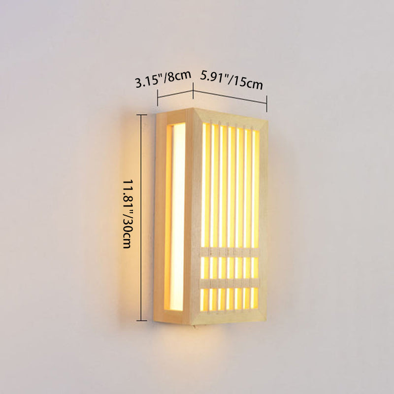 Modern Minimalist Solid Wood Acrylic Rectangular LED Wall Sconce Lamp