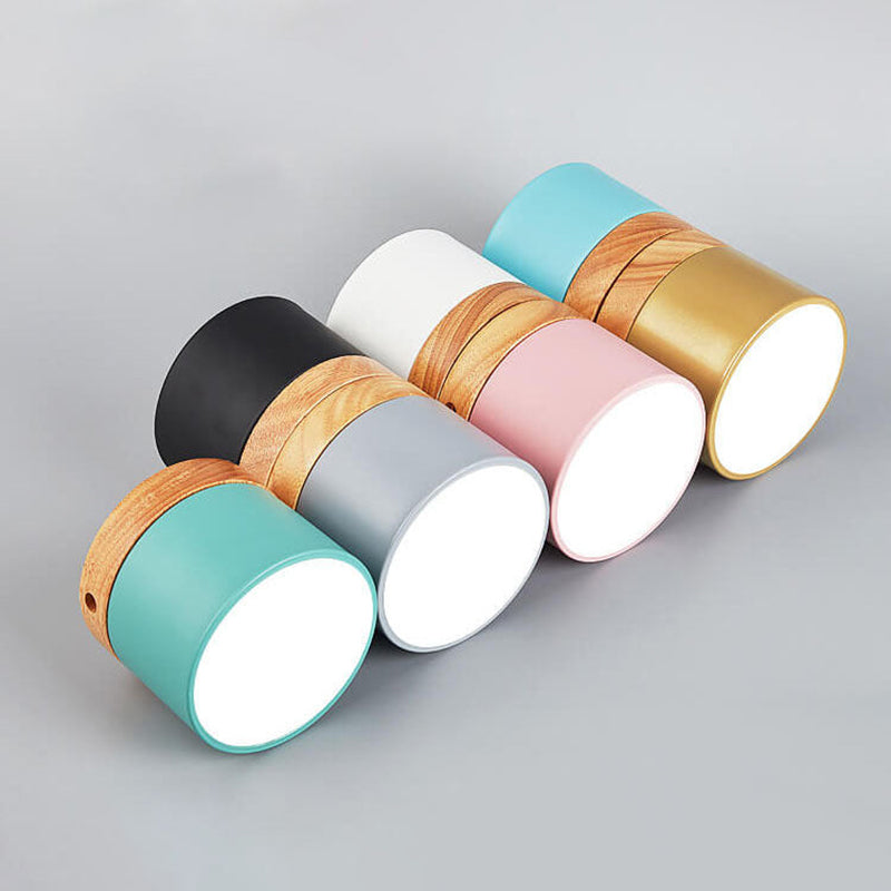 Scandinavian Macaroon Solid Color Log LED Flush Mount Flushmount Ceiling Light