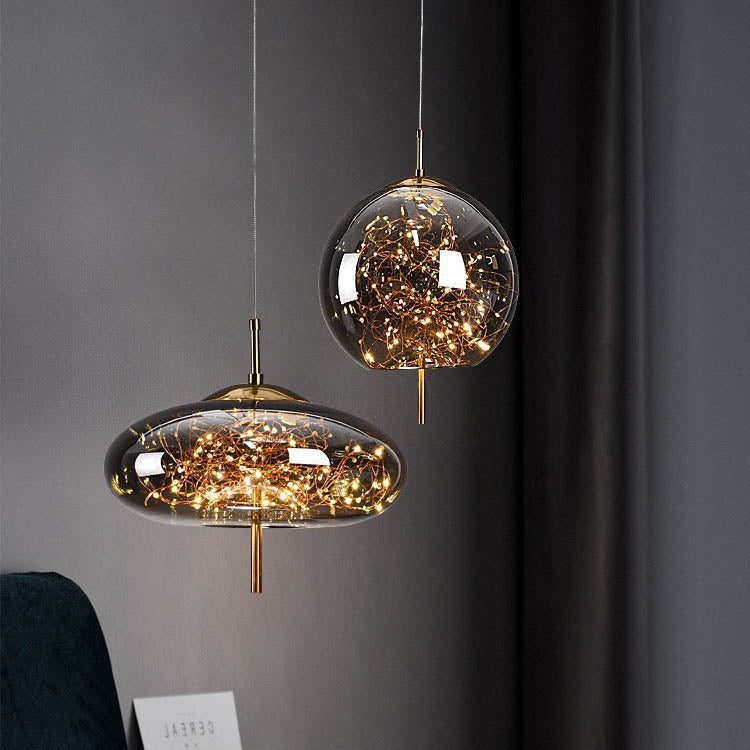 Contemporary Scandinavian Cylinder Oval Glass 1-Light Pendant Light