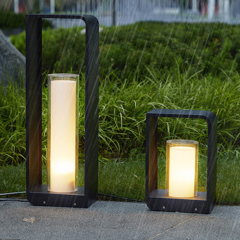 Modern Minimalist Square Frame Stainless Steel Acrylic LED Waterproof Lawn Landscape Light