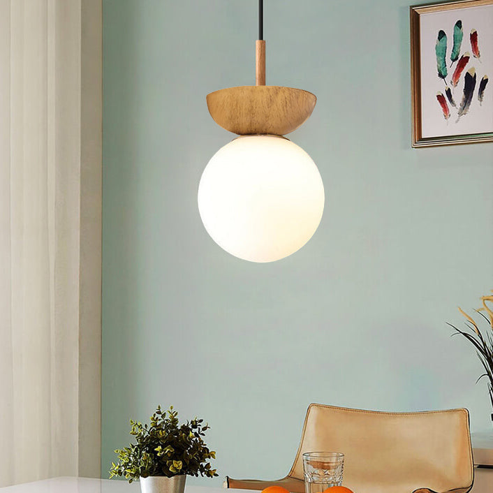 Modern Minimalist Glass Iron Orb 1-Light Semi-Flush Mount Light Pendant Light