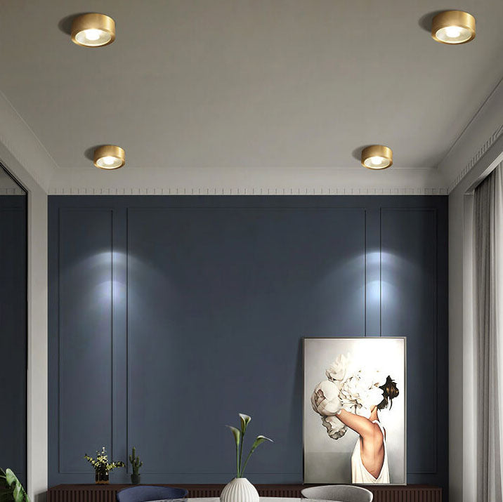 Modern Luxury Round Copper Ultra-thin LED Flush Mount Light