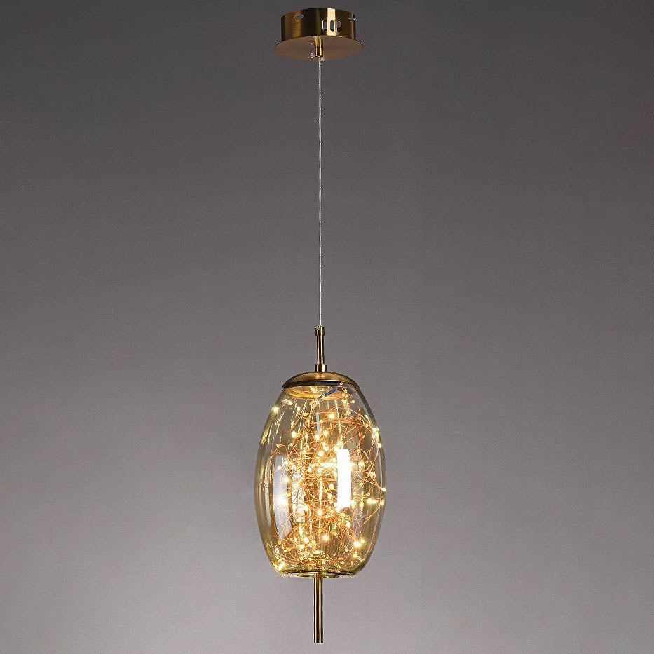 Contemporary Scandinavian Cylinder Oval Glass 1-Light Pendant Light